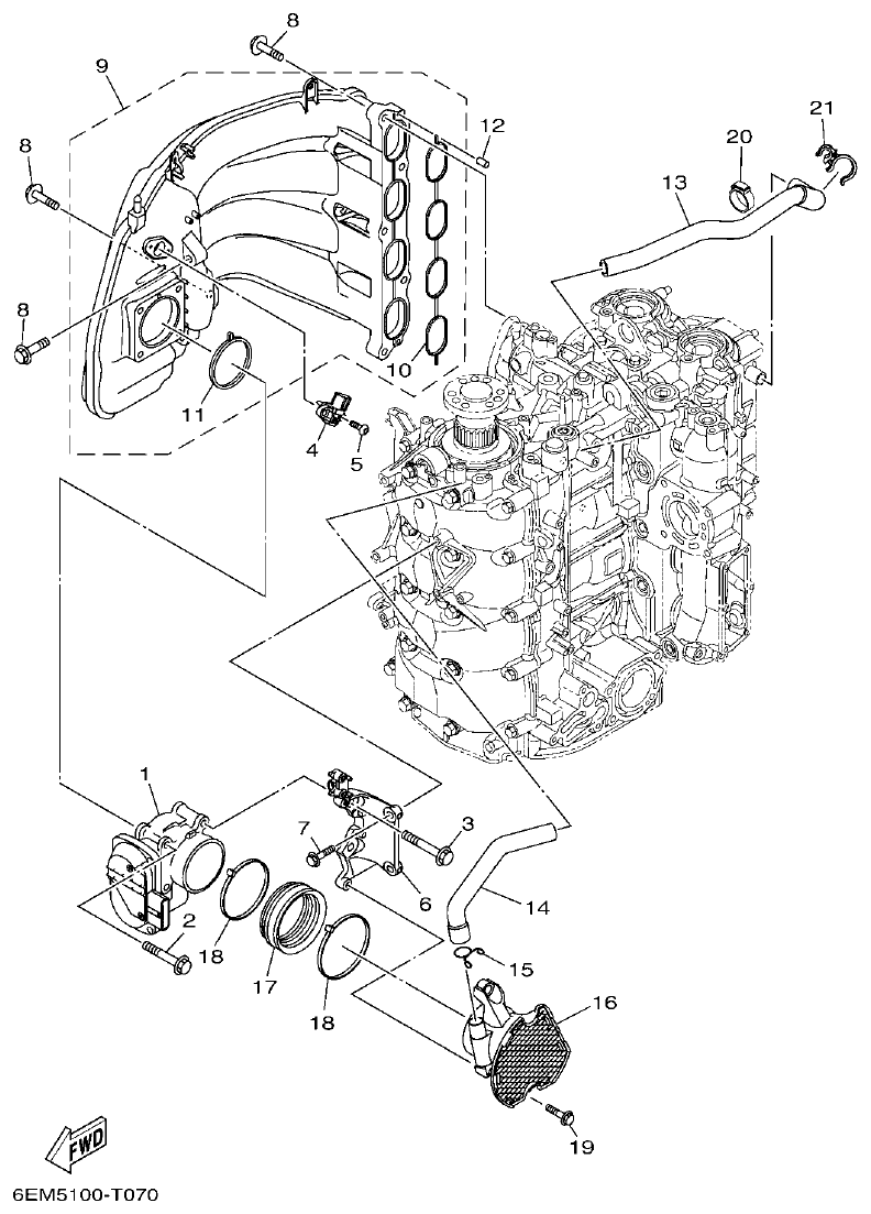 Yamaha F130AET, FL130AET INTAKE 1 parts diagram